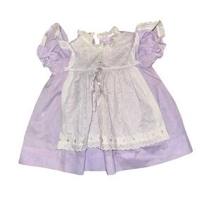 VTG 90s made in USA babydoll spring dress size 24 months in purple and white
